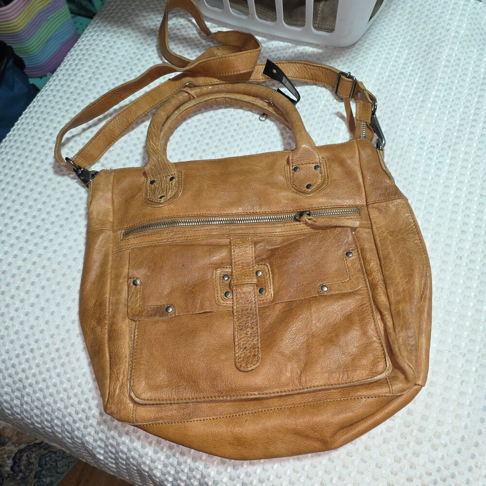 LATICO XL TAN LEATHER SHOULDER BAG CROSSBODY STRAP INCLUDED